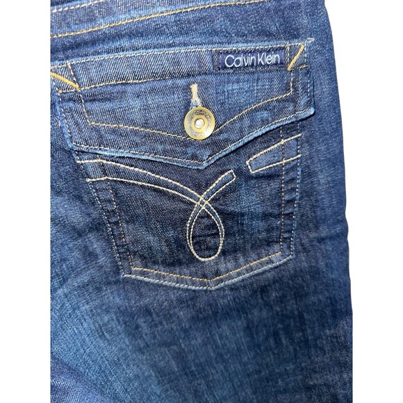 Calvin Klein Jeans Women's Size 16 Lean Bootcut Mid Rise Dark Wash Stretch Denim - Picture 3 of 9
